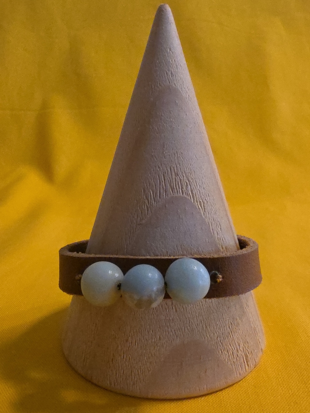 Bohemian-Style Leather Cuff Bracelet With likely Amazonite Gemstone Beads